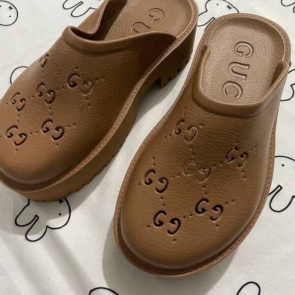 Gucci Brown Platform Slide Sandals - Picture 3 of 5